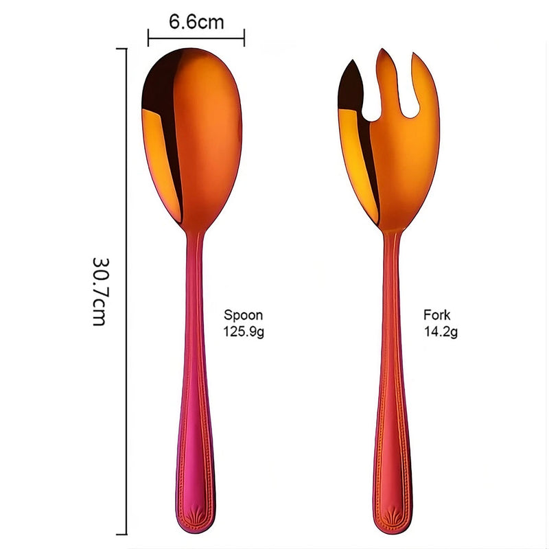 Anygleam Red Giant Spoon & Fork Set – 2-Piece Stainless Steel