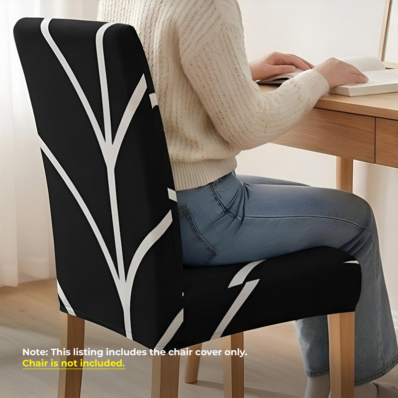 Anyseat Black with Linear Design Chair Cover – Elastic Slipcover with Anti‑Dirt Protection for Dining Room, Kitchen, Wedding, Hotel, Banquet & Restaurant