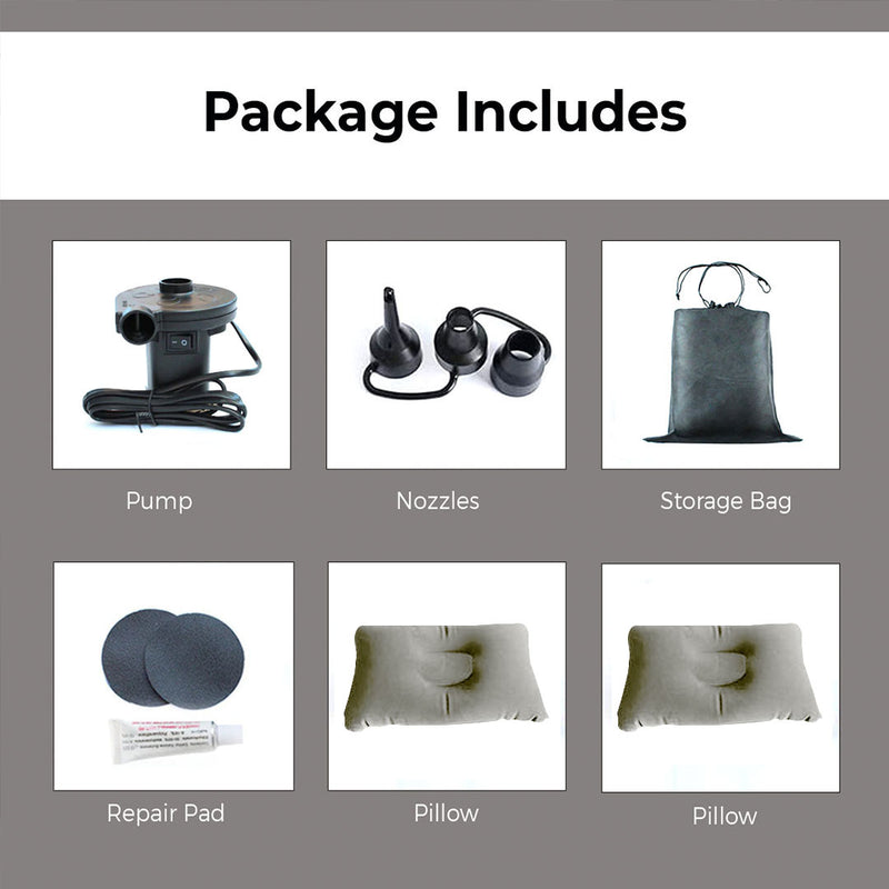 Anypack 2X  Grey Ripple Inflatable Car Mattress Portable Camping Air Bed Travel Sleeping Kit Essentials