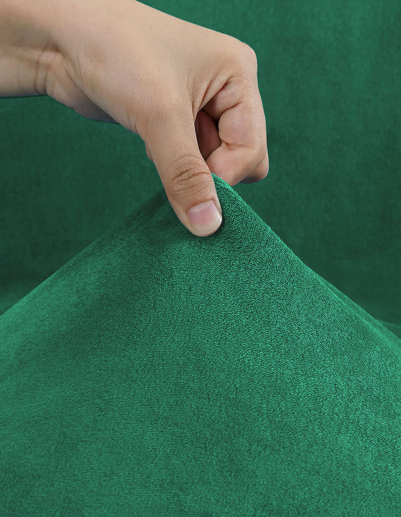 Anyseat Chair Cover Green Velvet Plush Slipcover for Dining Kitchen