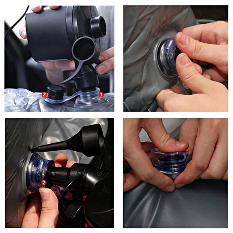 Inflatable Car Mattress 2PC Portable Travel Camping Air Bed Rest Sleeping Bed Black