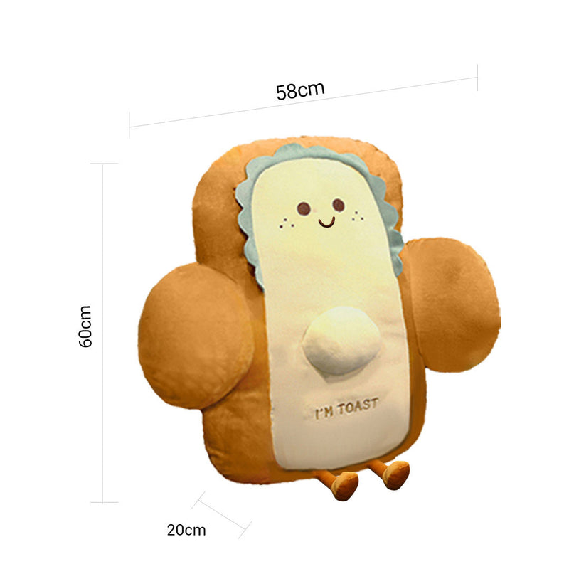 Anyseat Seat Cushion 58cm Smiley Face Toast Bread Stuffed Car Seat Plush Cartoon Back Support Pillow Home Decor