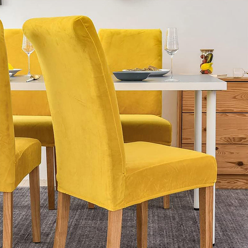 Anyseat Turmeric Velvet Dining Chair Cover – Plush Stretchable Slipcover for Kitchen & Dining Room Chairs