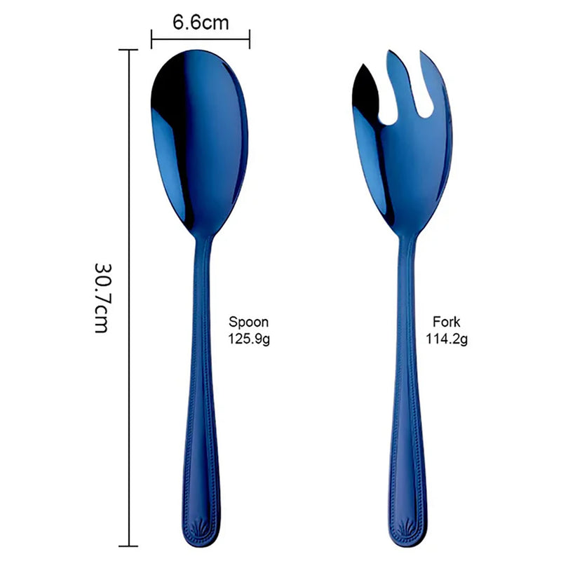 Anygleam Blue Giant Spoon & Fork Set – 2-Piece Stainless Steel
