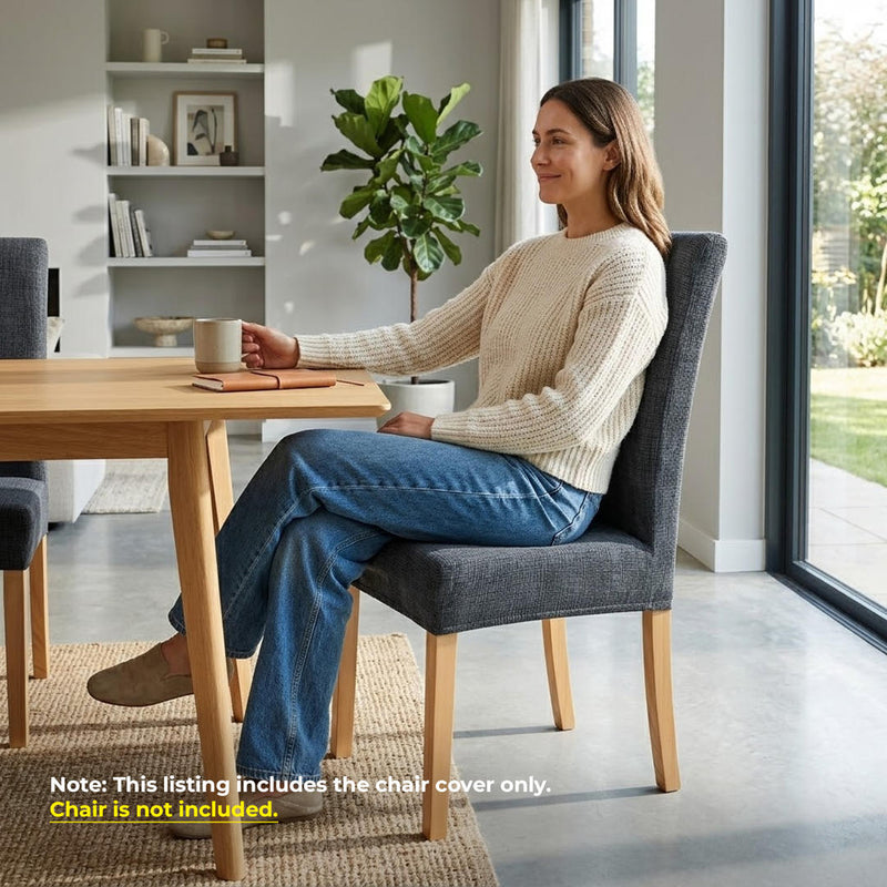 Anyseat Dark Gray Plain Scratch Pattern Print Elastic Chair Cover – Plain Dining Slipcover & Home Décor