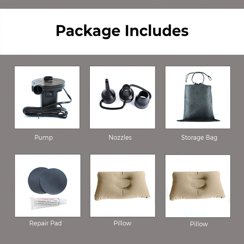 Anypack 2X Beige Ripple Inflatable Car Mattress Portable Camping Air Bed Travel Sleeping Kit Essentials