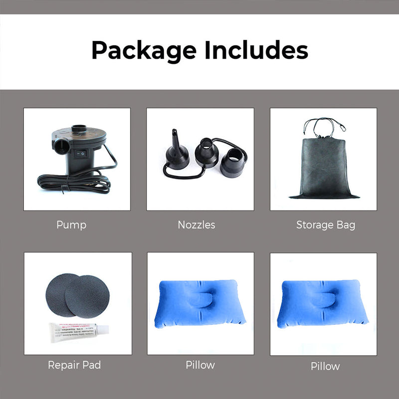 Anypack Blue Ripple Inflatable Car Mattress Portable Camping Air Bed Travel Sleeping Kit Essentials