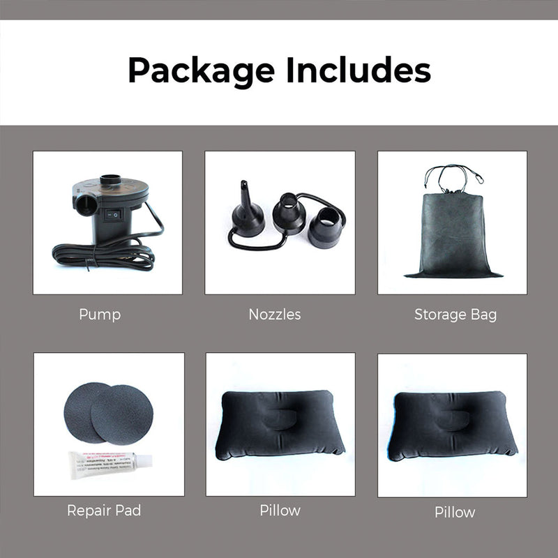 Anypack Black Ripple Inflatable Car Mattress Portable Camping Air Bed Travel Sleeping Kit Essentials