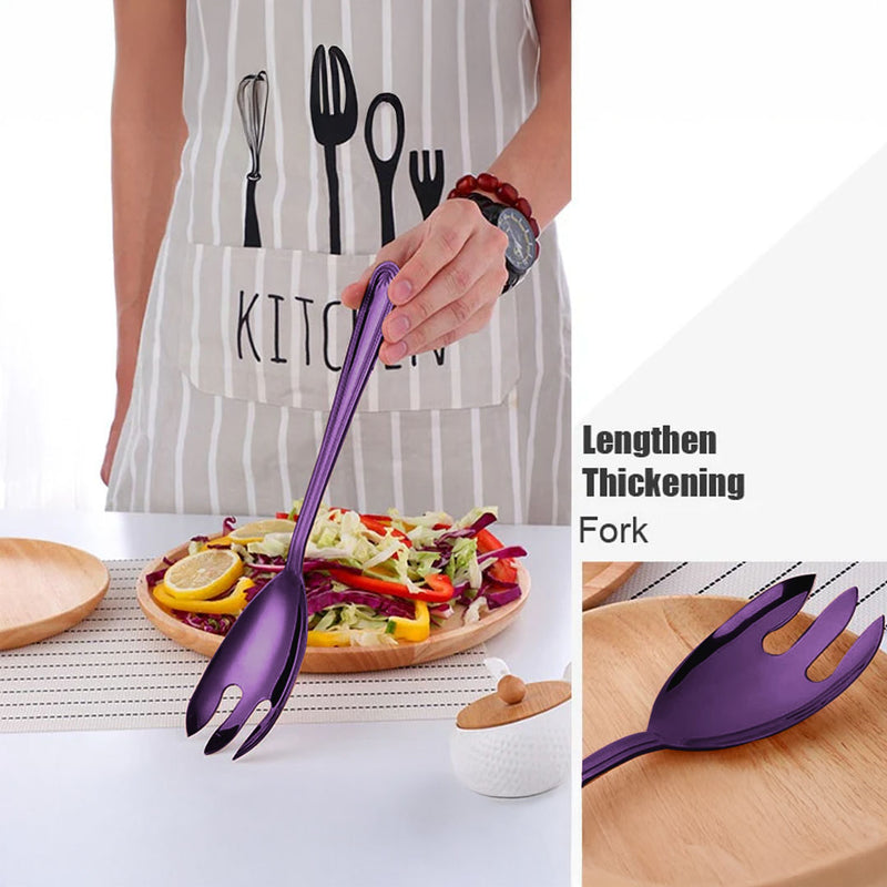 Anygleam Purple Giant Spoon & Fork Set – 2-Piece Stainless Steel