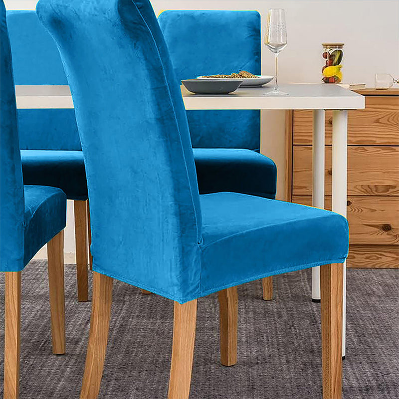 Anyseat Blue Velvet Dining Chair Cover – Plush Stretchable Slipcover for Kitchen & Dining Room Chairs