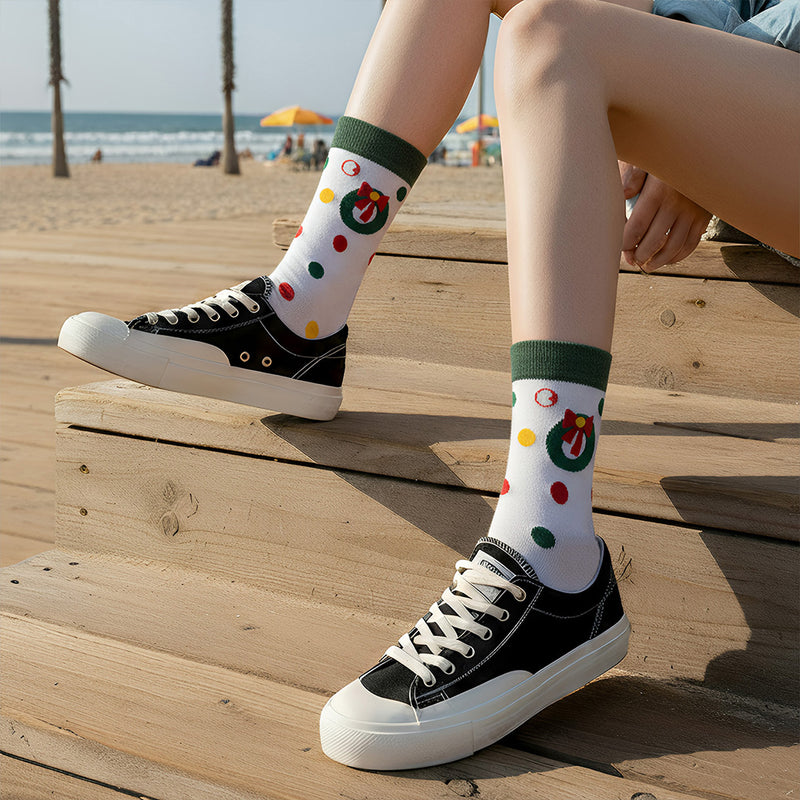 Anyfootwear 3 Pairs Women’s Joyful Holiday Cotton Socks Funny Gift Party