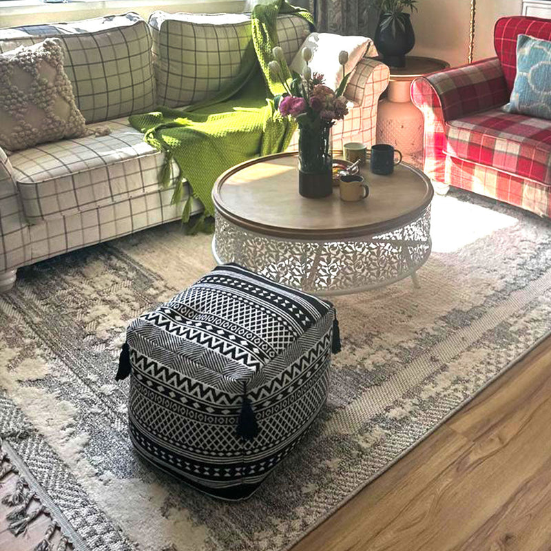 Anyhouz 2PC 42cm Black Premium Polyester Fiber Cushion with EPP Particle Insert Home Decor