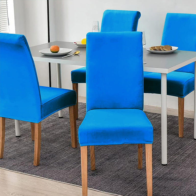 Anyseat Blue Velvet Dining Chair Cover – Plush Stretchable Slipcover for Kitchen & Dining Room Chairs