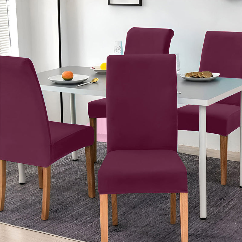 Anyseat Purple Velvet Dining Chair Cover – Plush Stretchable Slipcover for Kitchen & Dining Room Chairs