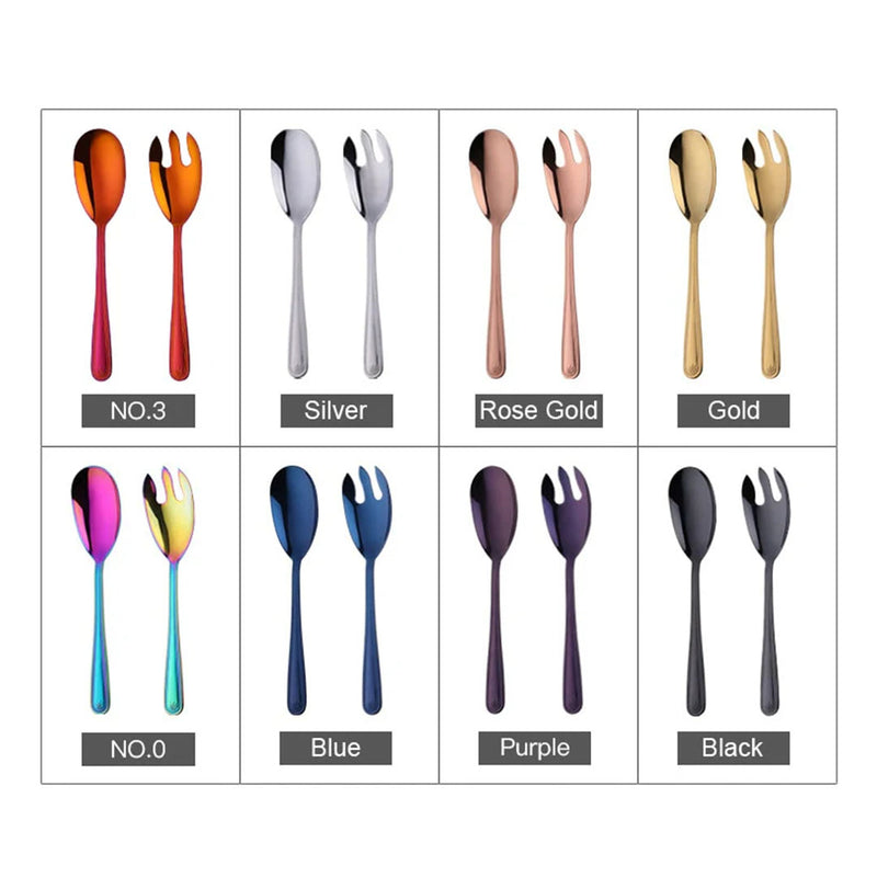 Anygleam Purple Giant Spoon & Fork Set – 2-Piece Stainless Steel