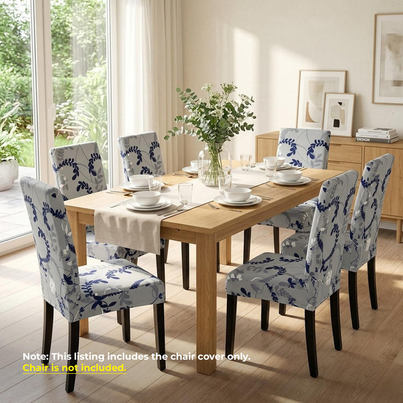 Anyseat Grey Leaf Vines Design Chair Cover – Elastic Slipcover with Anti‑Dirt Protection for Dining Room, Kitchen, Wedding, Hotel, Banquet & Restaurant