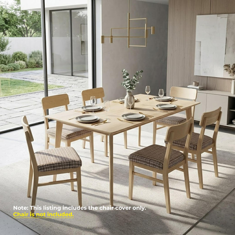 Anyseat Dark Brown Wavey and Straight Line Print Chair Cover – Stretch Washable Removable Seat Cover for Dining & Kitchen