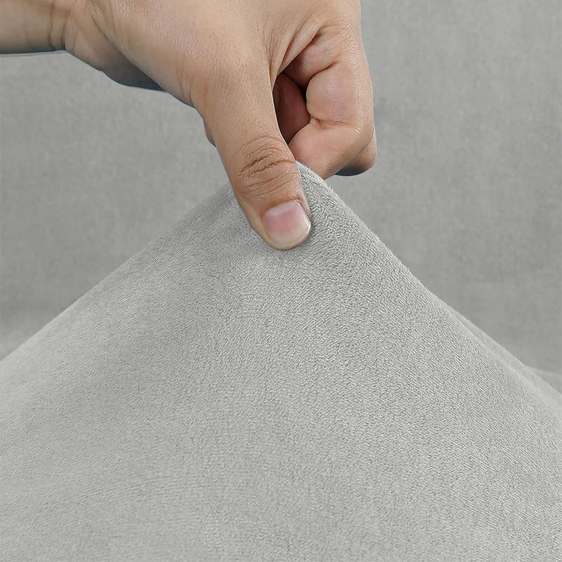 Anyseat Light Grey Velvet Dining Chair Cover – Plush Stretchable Slipcover for Kitchen & Dining Room Chairs
