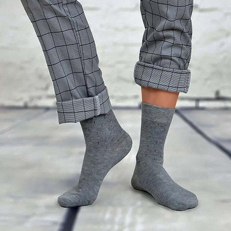 Anyfootwear Men’s Cotton Business Socks 5 Pairs – Breathable Elastic Geometric Design Casual & Office Socks Size 6–10