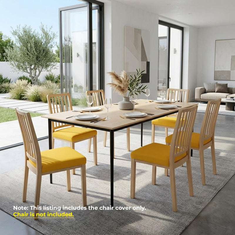 Anyseat Plain Yellow Stretch Chair Cover – Washable, Removable Dining & Kitchen Seat Protector