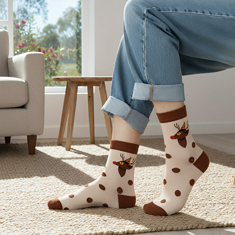 Anyfootwear 3 Pairs Women’s Joyful Holiday Cotton Socks Funny Gift Party