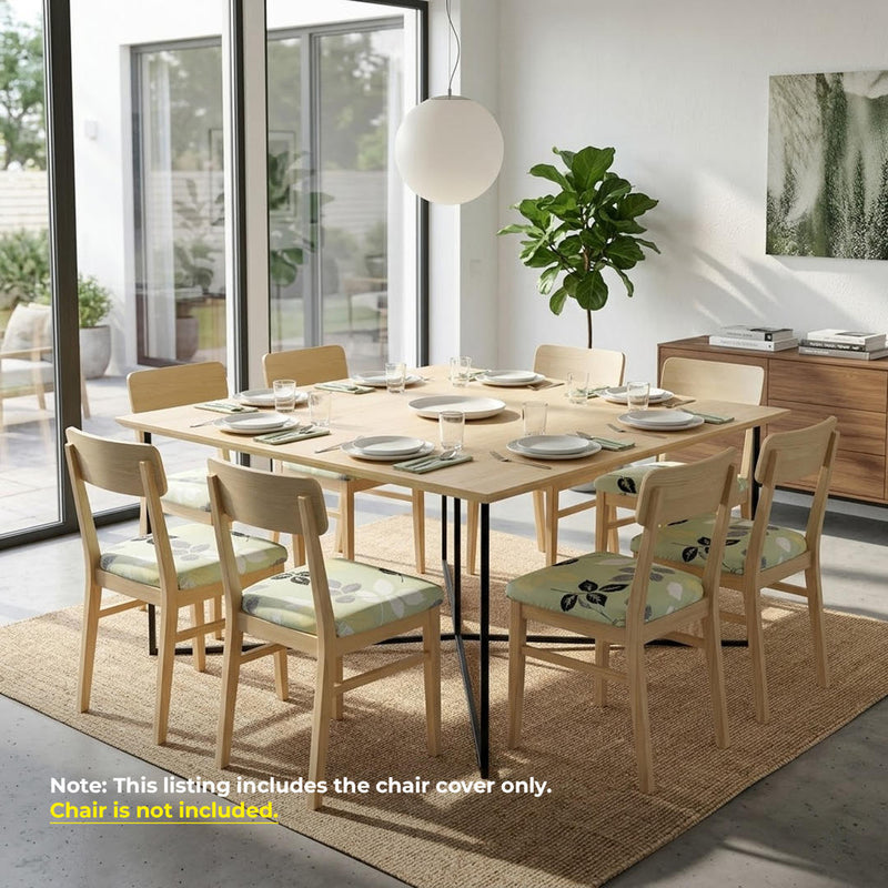 Anyseat Light Green Leaf Print Chair Cover – Stretch Washable Removable Seat Cover for Dining & Kitchen