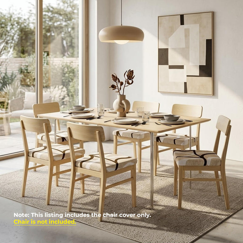 Anyseat Brown White and Beige Print Chair Cover – Stretch Washable Removable Seat Cover for Dining & Kitchen