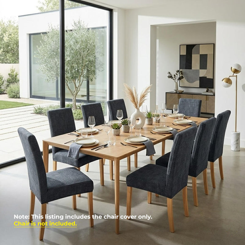 Anyseat Dark Gray Plain Scratch Pattern Print Elastic Chair Cover – Plain Dining Slipcover & Home Décor