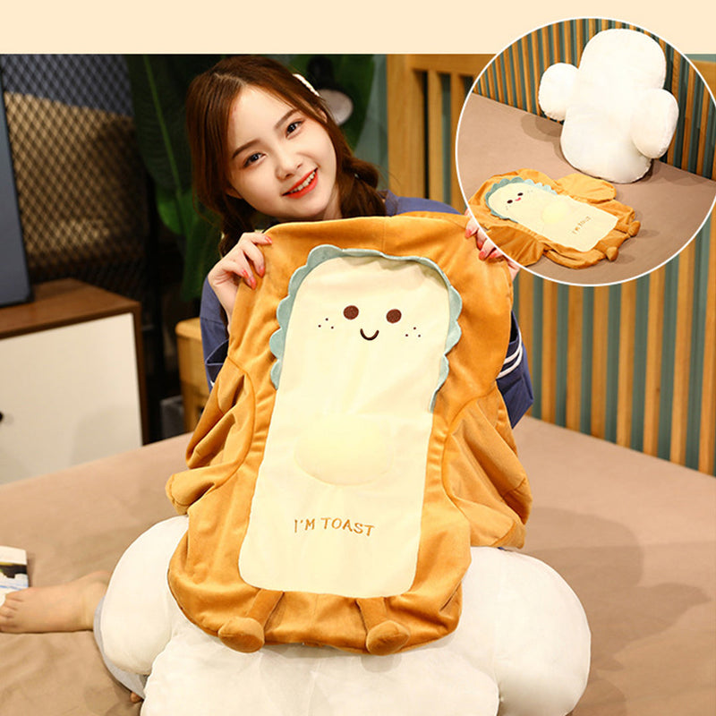 Anyseat Seat Cushion 58cm Smiley Face Toast Bread Stuffed Car Seat Plush Cartoon Back Support Pillow Home Decor