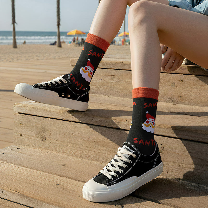 Anyfootwear 3 Pairs Women’s Seasonal Cotton Socks Funny Gift Party Multi Color