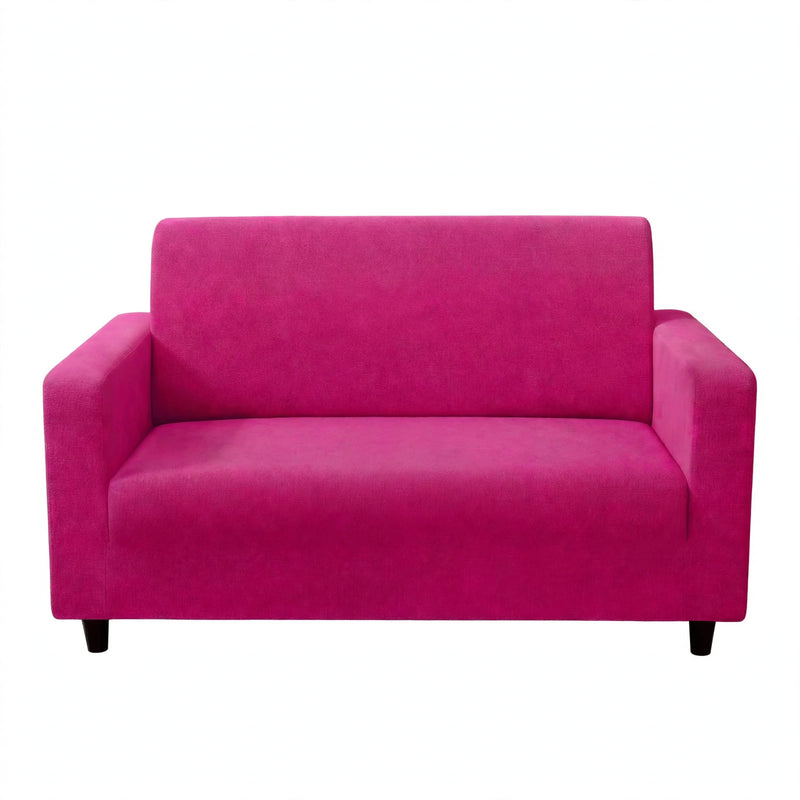 Anyhouz 2 Seater Sofa Cover Plain Magenta Style and Protection For Living Room Sofa Chair Elastic Stretchable Slipcover