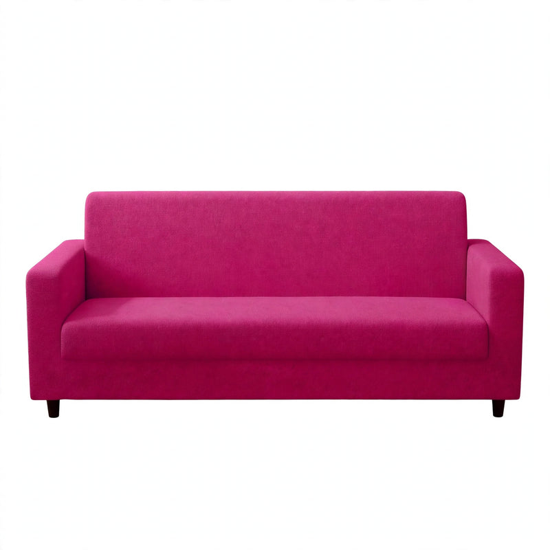 Anyhouz 3 Seater Sofa Cover Plain Magenta Style and Protection For Living Room Sofa Chair Elastic Stretchable Slipcover
