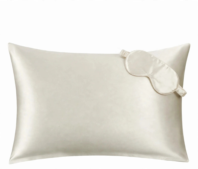 Anypillow Mulberry Silk Pillowcase Set 50x90cm – White with Eye Mask, Luxury Soft Silk Bedding