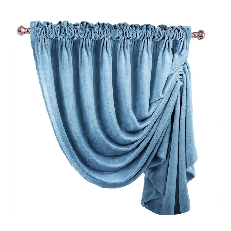 Anydrape Light Blue Velvet Blackout High Quality Modern Drapes for