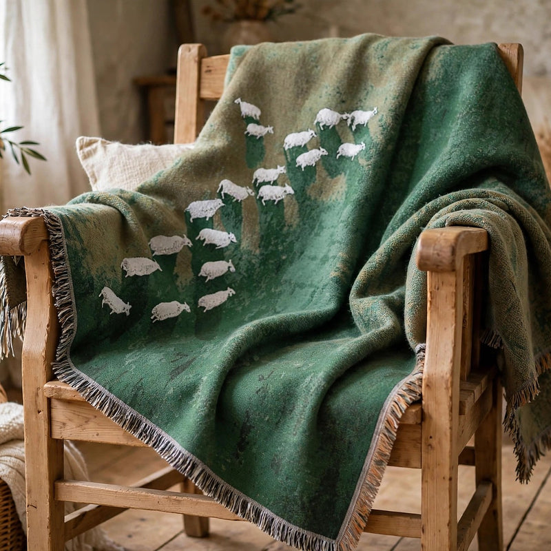 Anycozy Grassland Sheep Tassel Throw Blanket – Soft Camping Mat & Cozy Home Décor