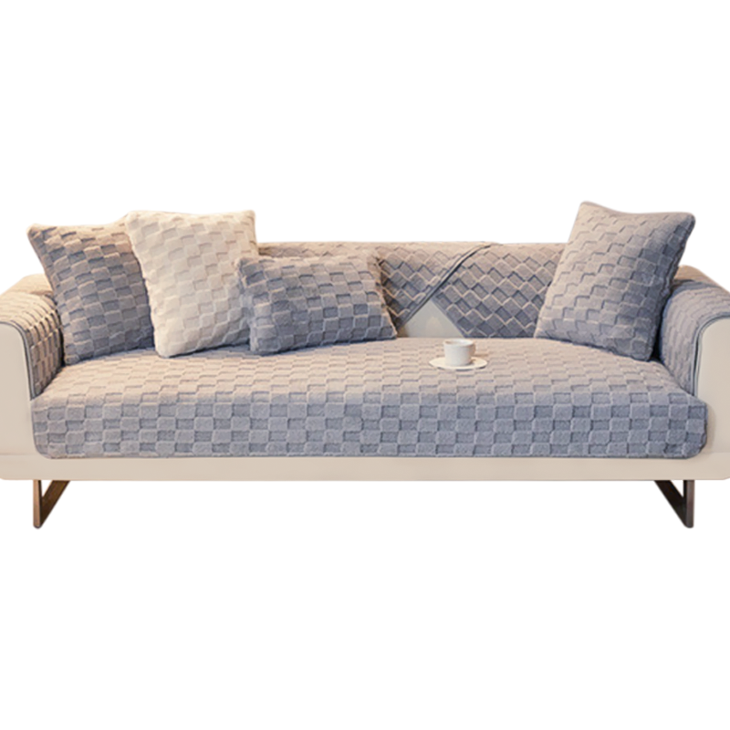 Anyseat Sofa Towel Super Soft Gray Velvet Plush Non-slip Sectional Sofa Covers for Living Room Thick L-shape Couch Covers