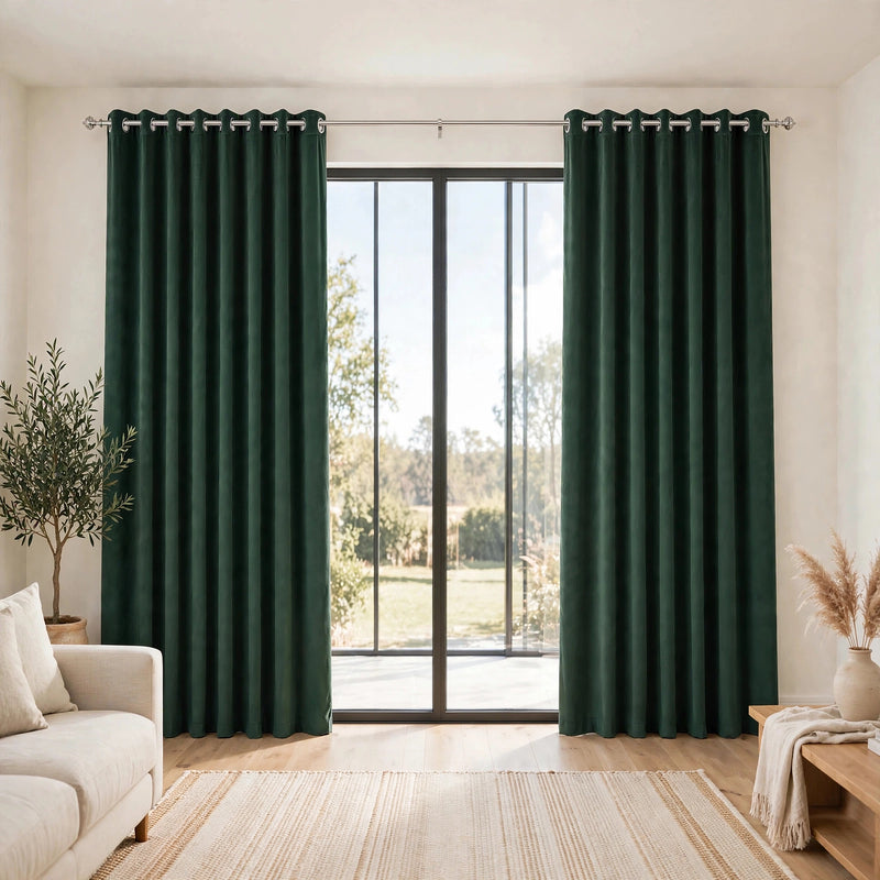 Anydrape Green Velvet Blackout Curtains – High‑Quality Modern Luxury Drapes for Living Room, Bedroom & Dining Windows