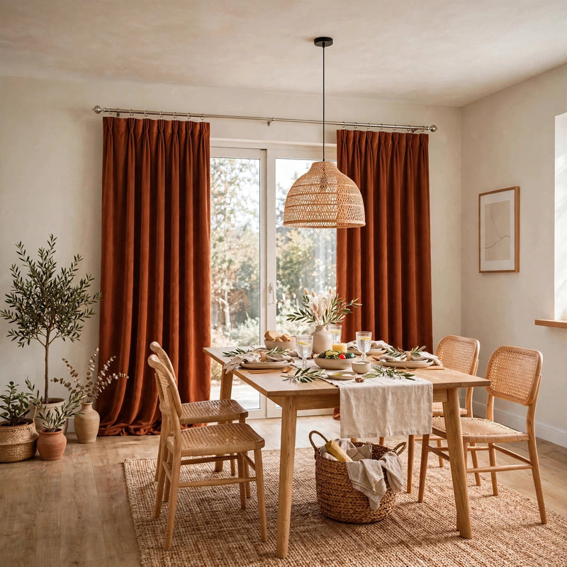 Anydrape Orange Velvet Blackout Curtains – High‑Quality Modern Luxury Drapes for Living Room, Bedroom & Dining Windows