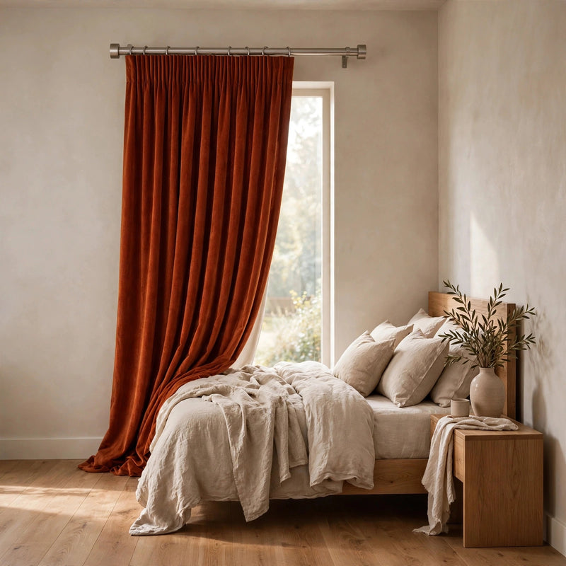 Anydrape Orange Velvet Blackout Curtains – High‑Quality Modern Luxury Drapes for Living Room, Bedroom & Dining Windows