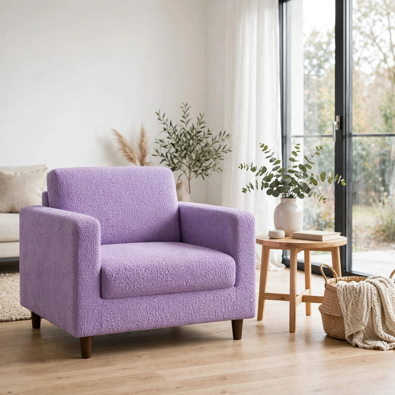 Anyseat 1-Seater Sofa Cover – Plain Light Purple Style Slipcover for Living Room Chair Protection