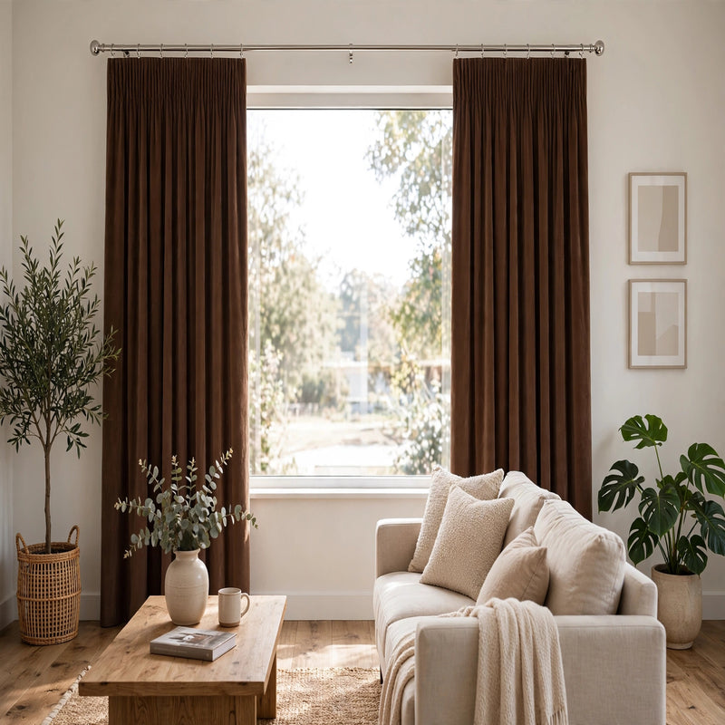 Anydrape Chocolate Velvet Blackout Curtains – High‑Quality Modern Luxury Drapes for Living Room, Bedroom & Dining Windows