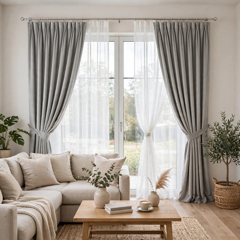 Anydrape Light Gray Velvet Blackout Curtains – High‑Quality Modern Luxury Drapes for Living Room, Bedroom & Dining Windows