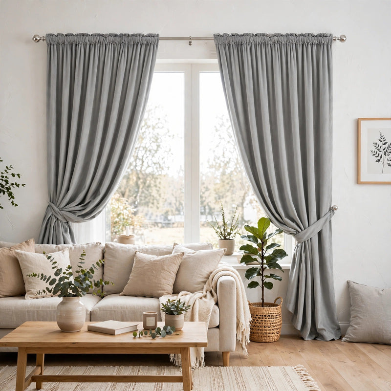 Anydrape Light Gray Velvet Blackout Curtains – High‑Quality Modern Luxury Drapes for Living Room, Bedroom & Dining Windows