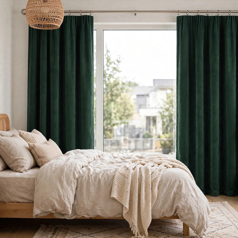 Anydrape Green Velvet Blackout Curtains – High‑Quality Modern Luxury Drapes for Living Room, Bedroom & Dining Windows