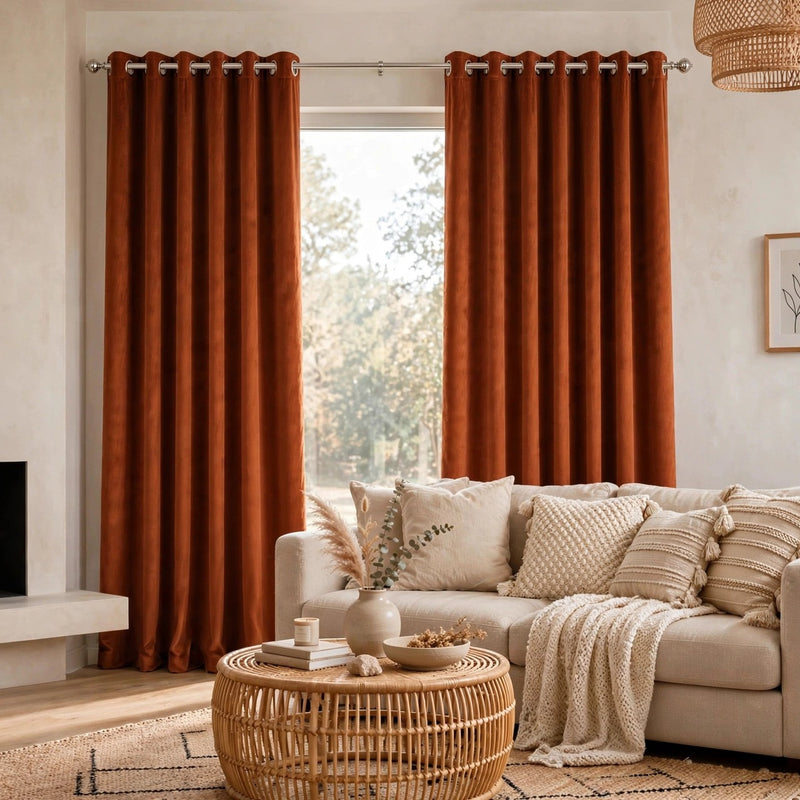 Anydrape Orange Velvet Blackout Curtains – High‑Quality Modern Luxury Drapes for Living Room, Bedroom & Dining Windows