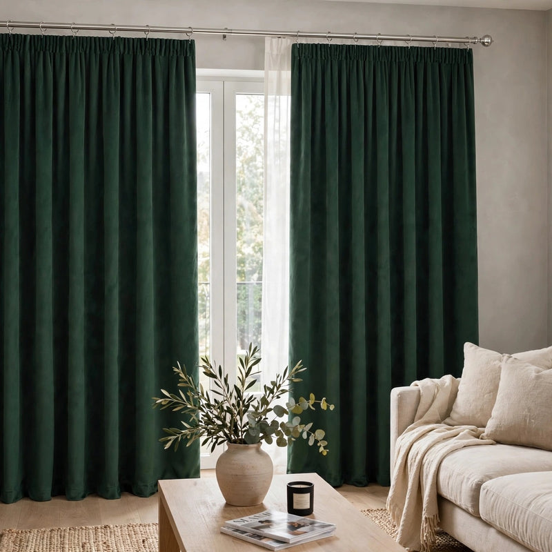 Anydrape Green Velvet Blackout Curtains – High‑Quality Modern Luxury Drapes for Living Room, Bedroom & Dining Windows