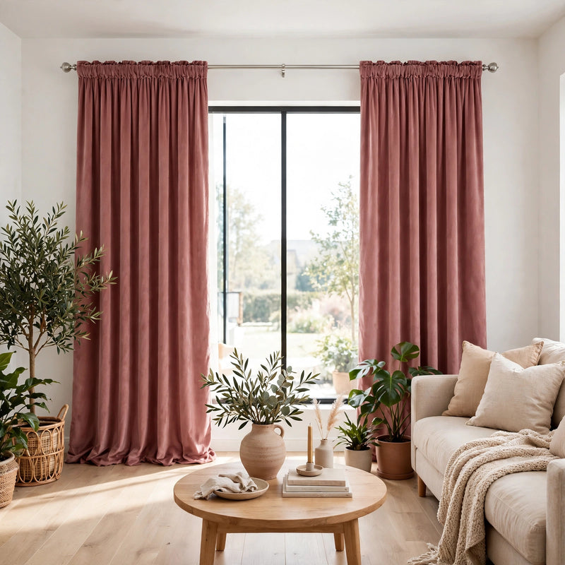 Anydrape Dark Peach Velvet Blackout Curtains – High‑Quality Modern Luxury Drapes for Living Room, Bedroom & Dining Windows