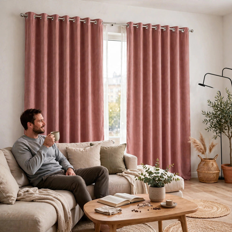 Anydrape Dark Peach Velvet Blackout Curtains – High‑Quality Modern Luxury Drapes for Living Room, Bedroom & Dining Windows