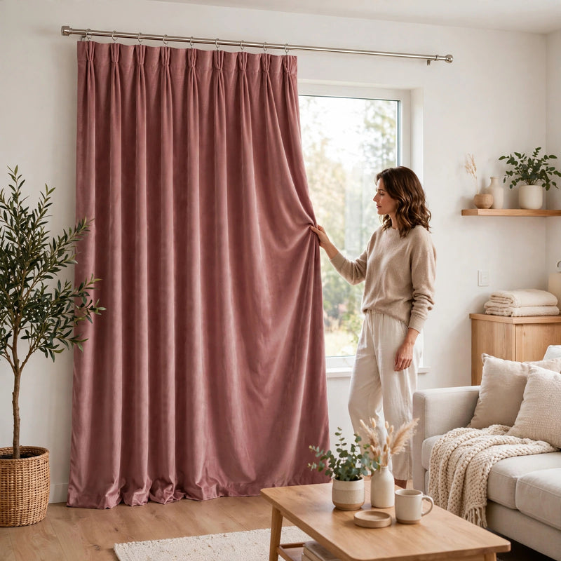 Anydrape Dark Peach Velvet Blackout Curtains – High‑Quality Modern Luxury Drapes for Living Room, Bedroom & Dining Windows