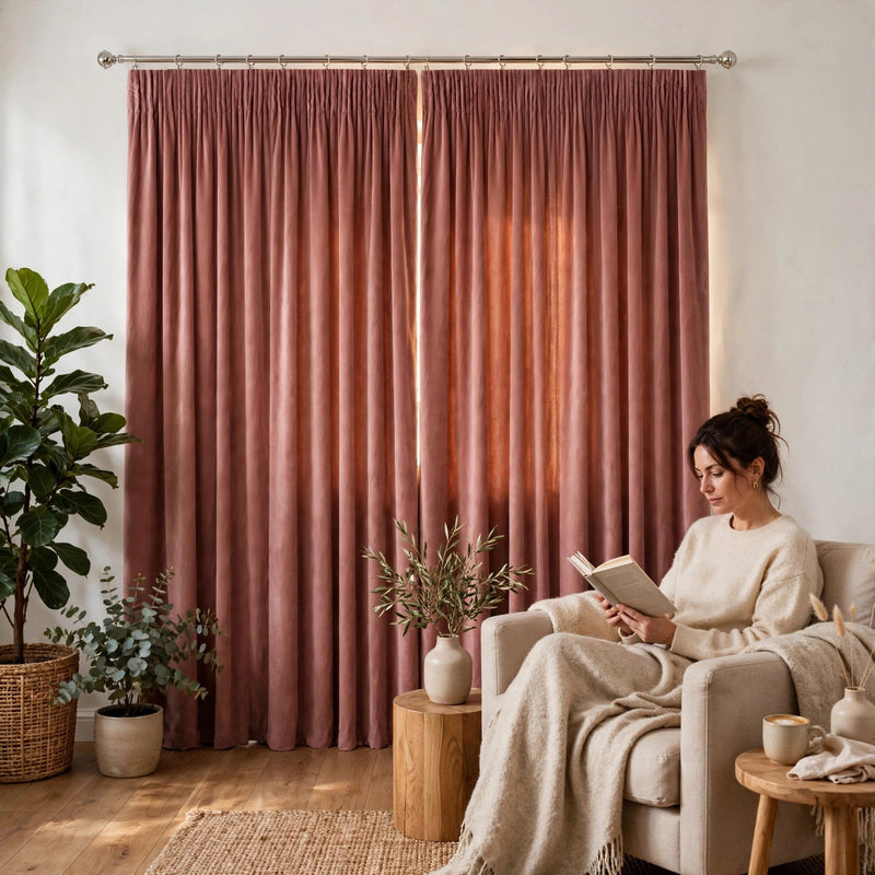 Anydrape Dark Peach Velvet Blackout Curtains – High‑Quality Modern Luxury Drapes for Living Room, Bedroom & Dining Windows